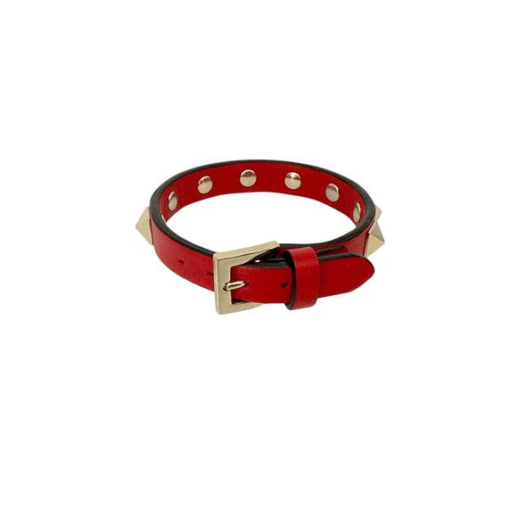 VALENTINO GARAVINO Rockstud Leather Bracelet in Red - Picture 2 of 12